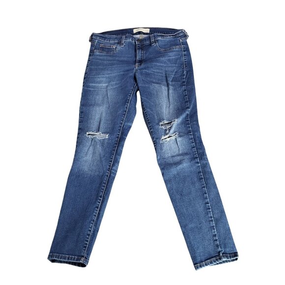 GAP Womens SZ 10 Reg Easy Leggings Ankle Distressed Denim Jeans Excelsior Slash - Picture 1 of 9